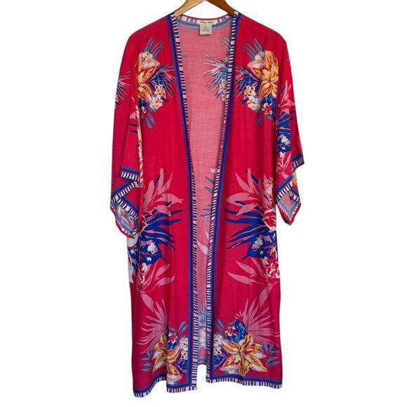 Flying Tomato Kimono Women M/L Pink Floral Cover Up Boho‎ Layering Feminine - Picture 1 of 6
